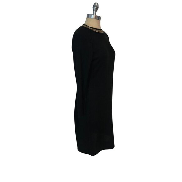 Calvin Klein Womens Chain Trim Knit Sweater Dress Black Large - Picture 3 of 6